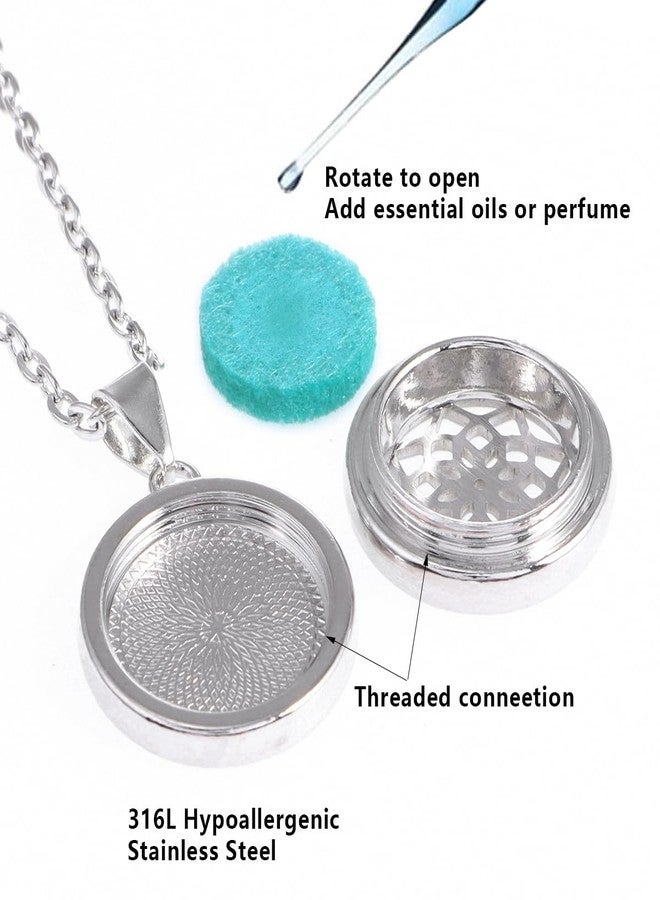 YWLI Essential Oil Diffuser Necklace Aromatherapy Locket Pendant Necklace Stainless Steel Necklace Pendant with 10 Pcs Refill Pads - Image 4